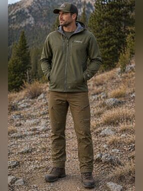 KUIU‎ Olive Green Softshell Hooded Hunting Performance Jacket